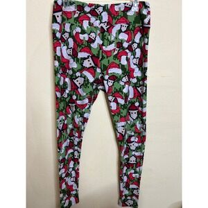 LuLaRoe Tall Curvy Christmas Santa Pixel Print‎ Leggings Holiday